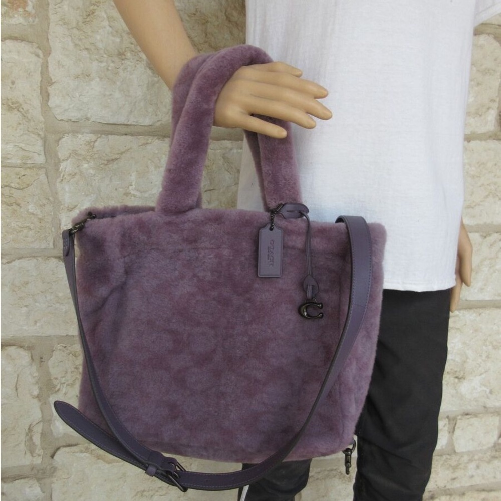 Coach shearling tote bag NWT